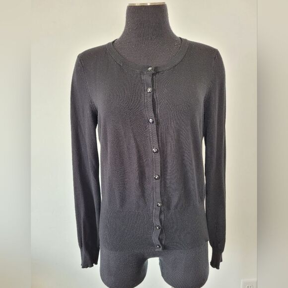 Pina Rossi Black Cardigan Sweater Preppy Twee Uniform School Dark Academia M - Picture 3 of 12